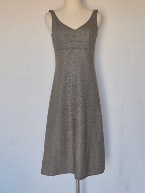 Vintage J.Crew Tweed Wool Blend Sleeveless Midi Sheath Dress Lined Brown